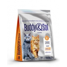 Buddy Sol сухой корм для взрослых кошек, индейка и утка